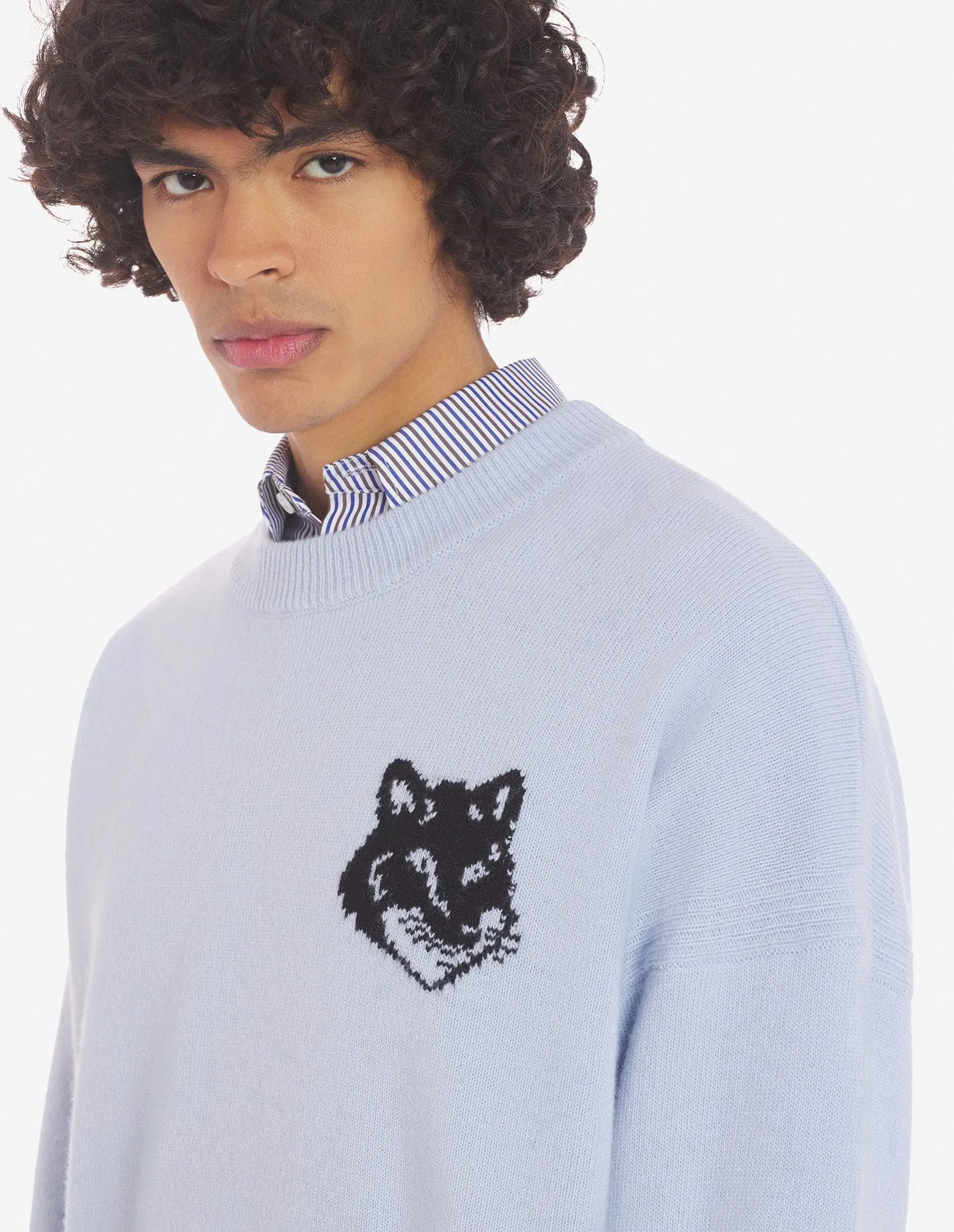 Fox Head Intarsia Comfort Jumper Sky Blue