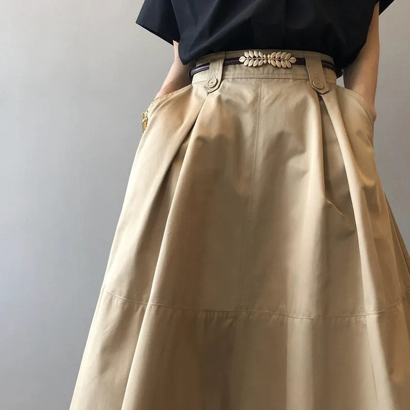 French style petite slimming skirt for women summer thin fluffy umbrella skirt mid-length high-waisted A-line crotch-covering sk