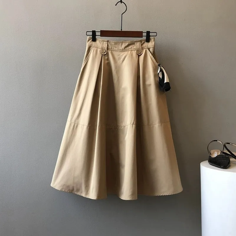 French style petite slimming skirt for women summer thin fluffy umbrella skirt mid-length high-waisted A-line crotch-covering sk