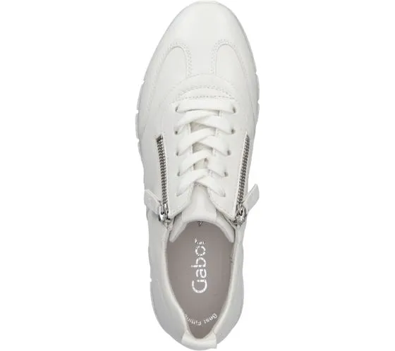 GABOR scarpe da donna in vera pelle con cerniera, sneakers basse eleganti 83.471.20 bianco