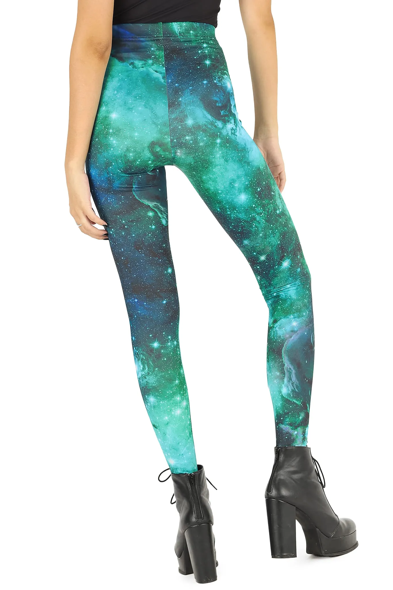 Galaxy Turquoise High Waisted Matte Finish Leggings