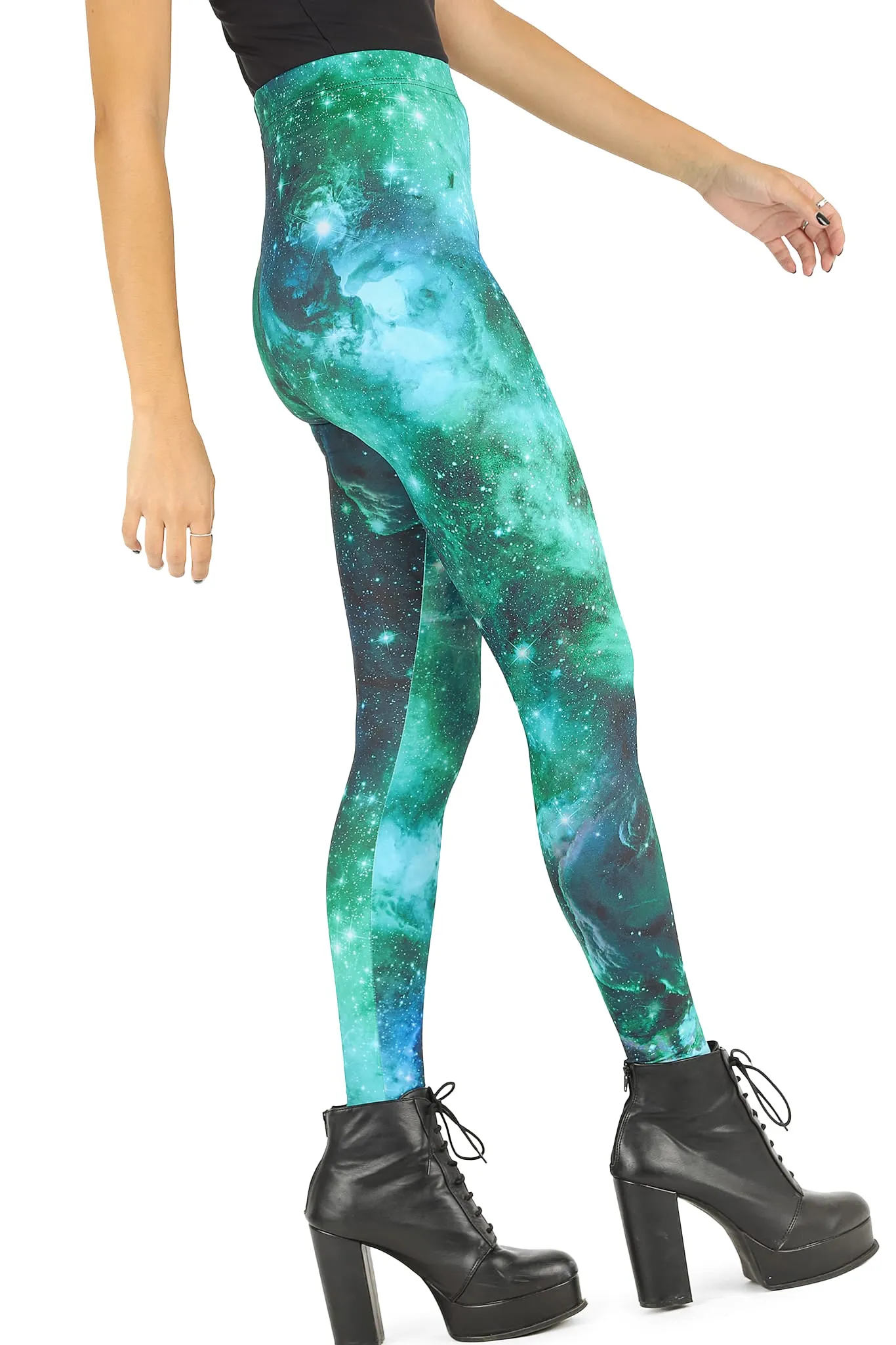 Galaxy Turquoise High Waisted Matte Finish Leggings