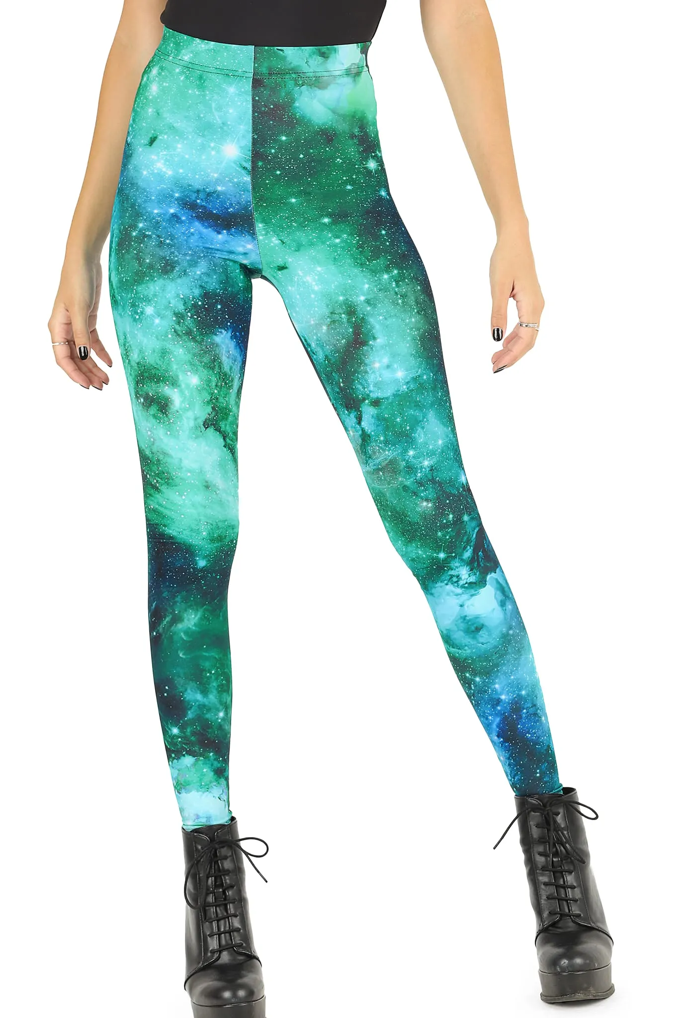 Galaxy Turquoise High Waisted Matte Finish Leggings