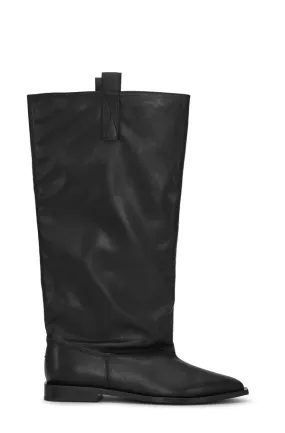 GANNI   Western Wide Slouchy Flat Tubular Boot / Black