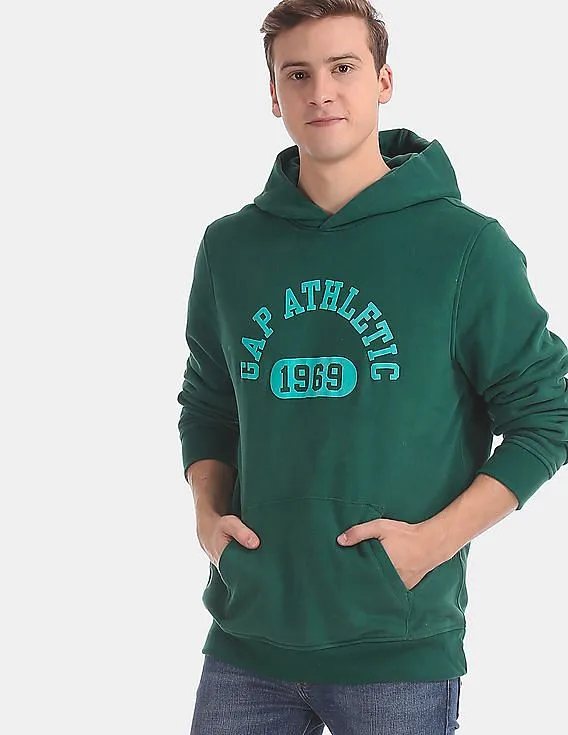 GAP Men Green Athletic Pullover Hooded Sweatshirt