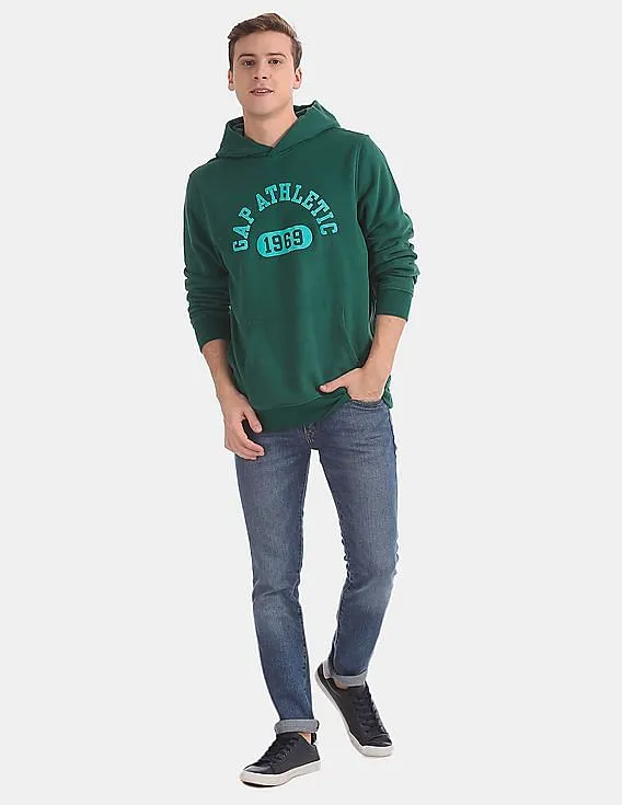 GAP Men Green Athletic Pullover Hooded Sweatshirt