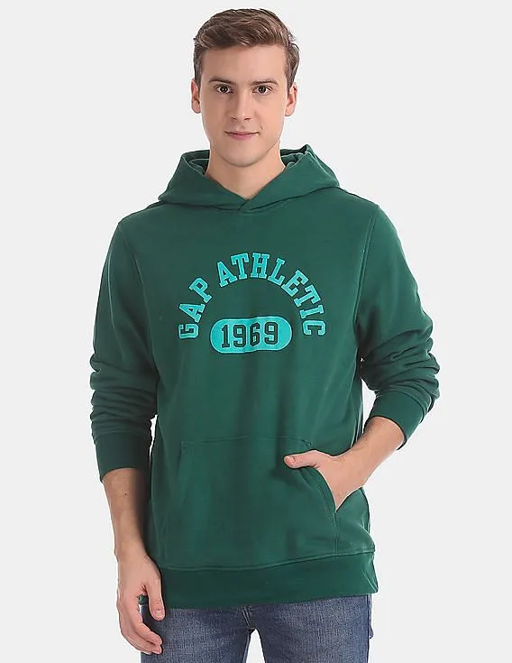 GAP Men Green Athletic Pullover Hooded Sweatshirt