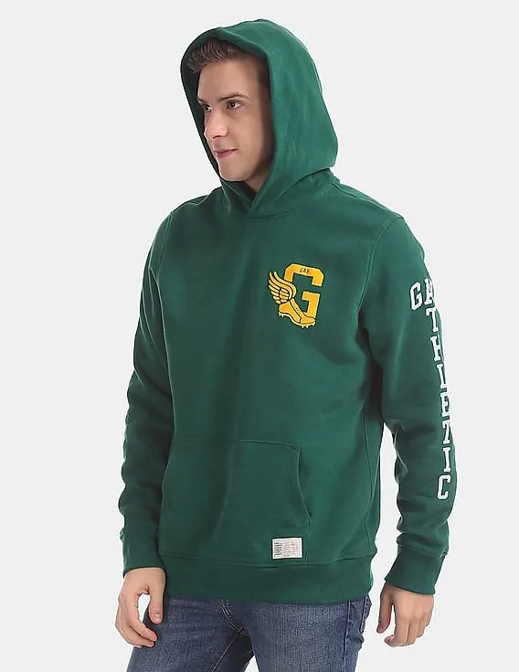 GAP Men Green G Wing Pullover Hooded Sweatshirt