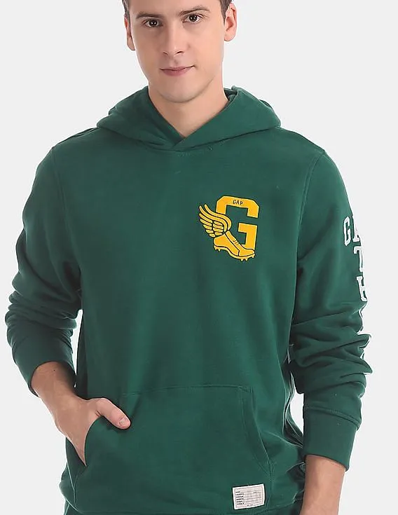 GAP Men Green G Wing Pullover Hooded Sweatshirt