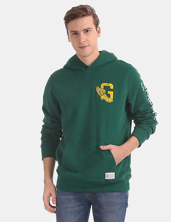 GAP Men Green G Wing Pullover Hooded Sweatshirt