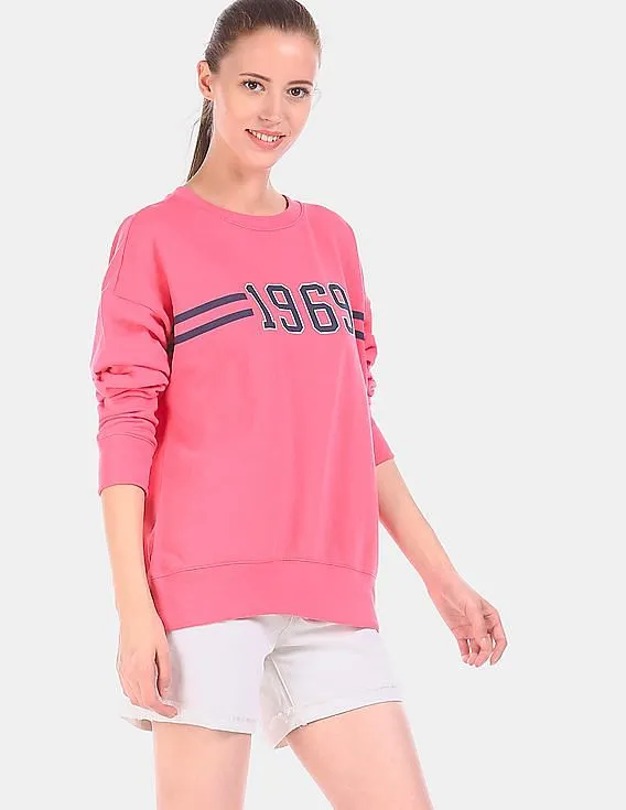 GAP Women Pink 1969 Logo Pullover Sweatshirt