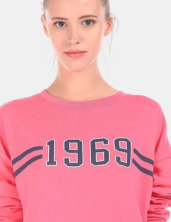 GAP Women Pink 1969 Logo Pullover Sweatshirt