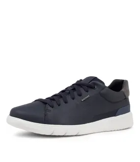 GEOX U Jonas Navy Grey Leather Sneakers