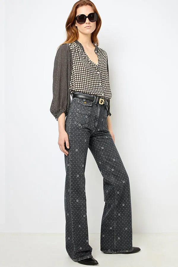 Gerard Darel ANNA FLARED POLKA DOT JEANS