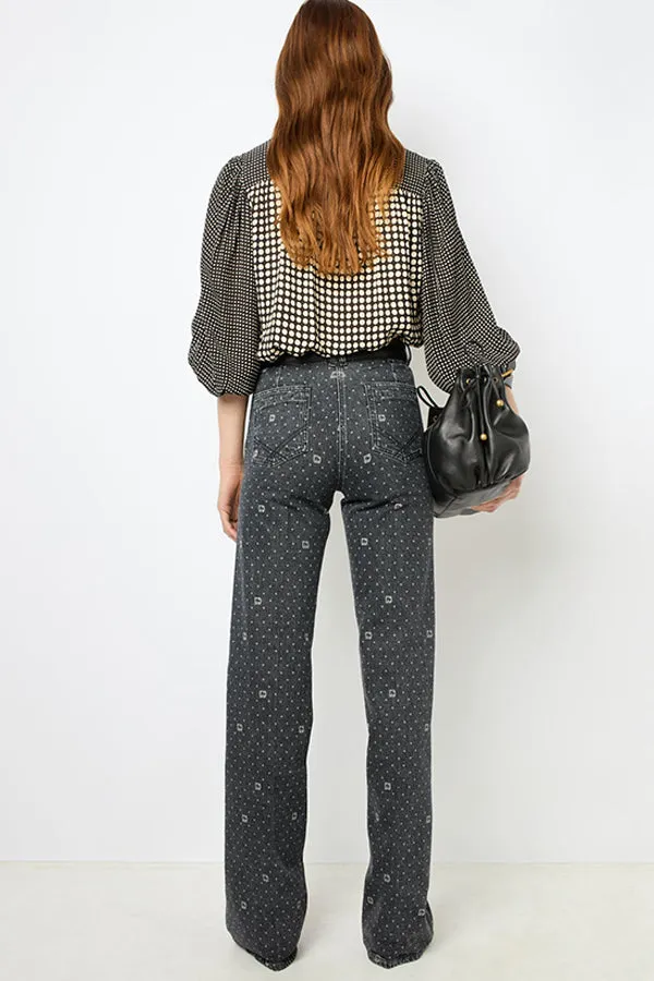 Gerard Darel ANNA FLARED POLKA DOT JEANS