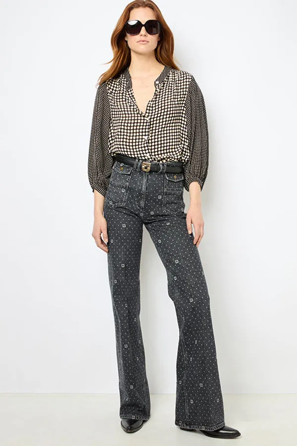 Gerard Darel ANNA FLARED POLKA DOT JEANS