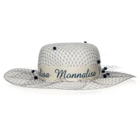 Girls Ivory & Blue Straw Hat