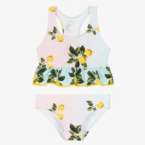 Girls Pink & Blue Lemon Print Bikini