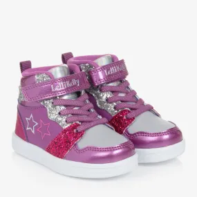 Girls Purple Glitter High-top Trainers