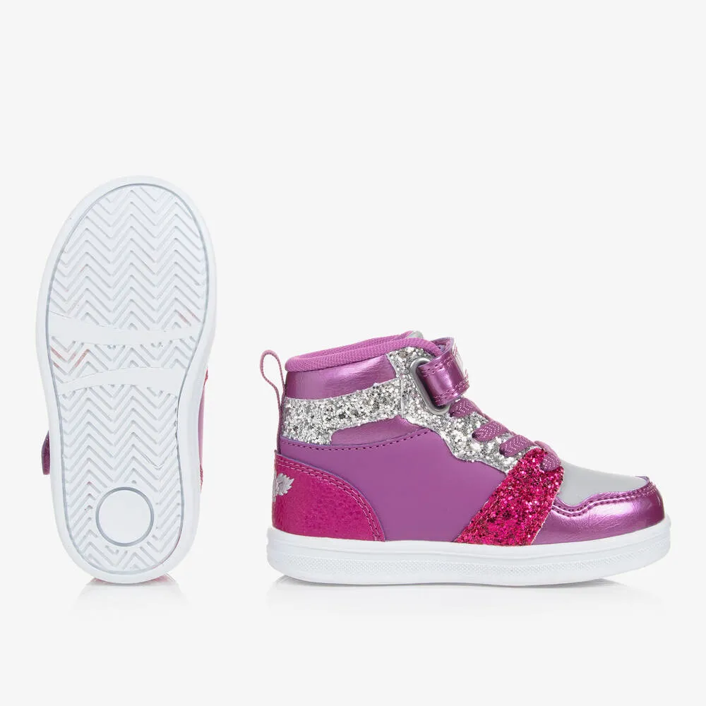 Girls Purple Glitter High-top Trainers