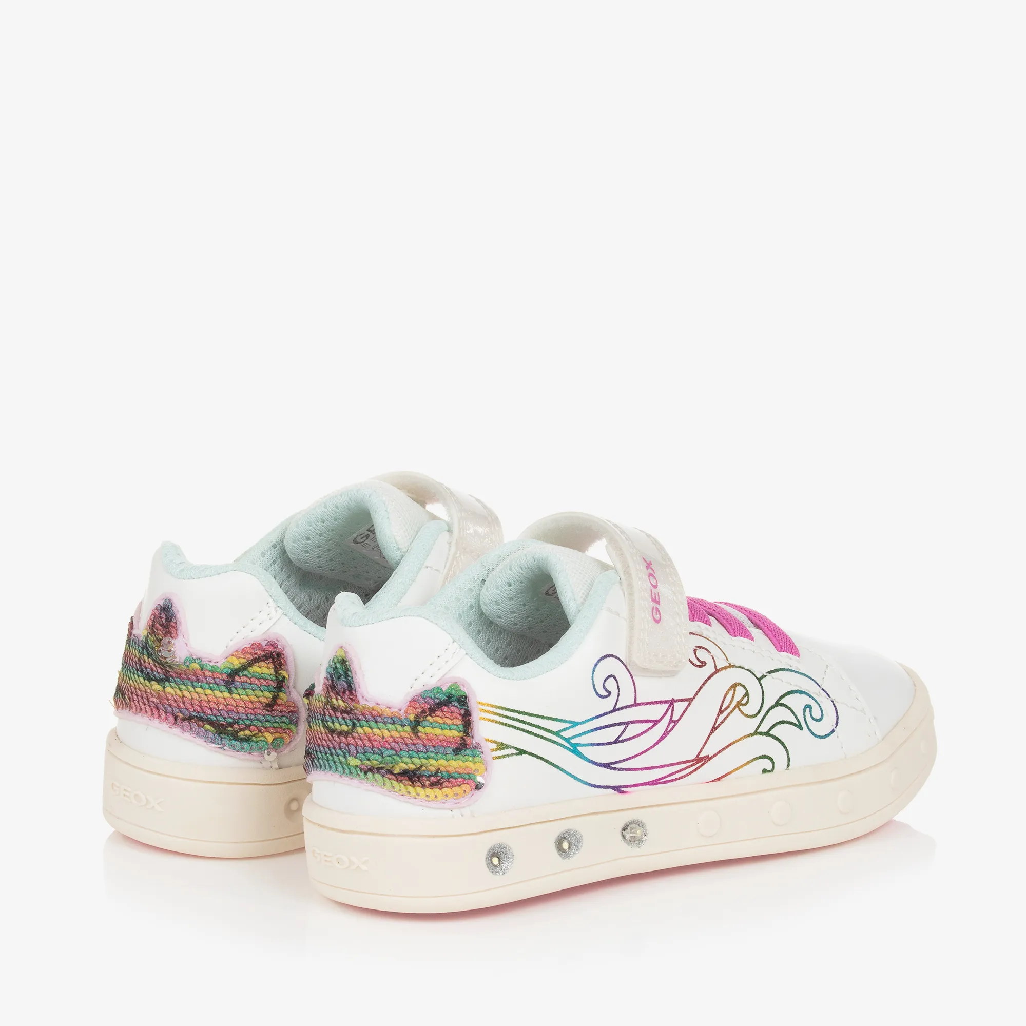 Girls White Light-Up Rainbow Trainers