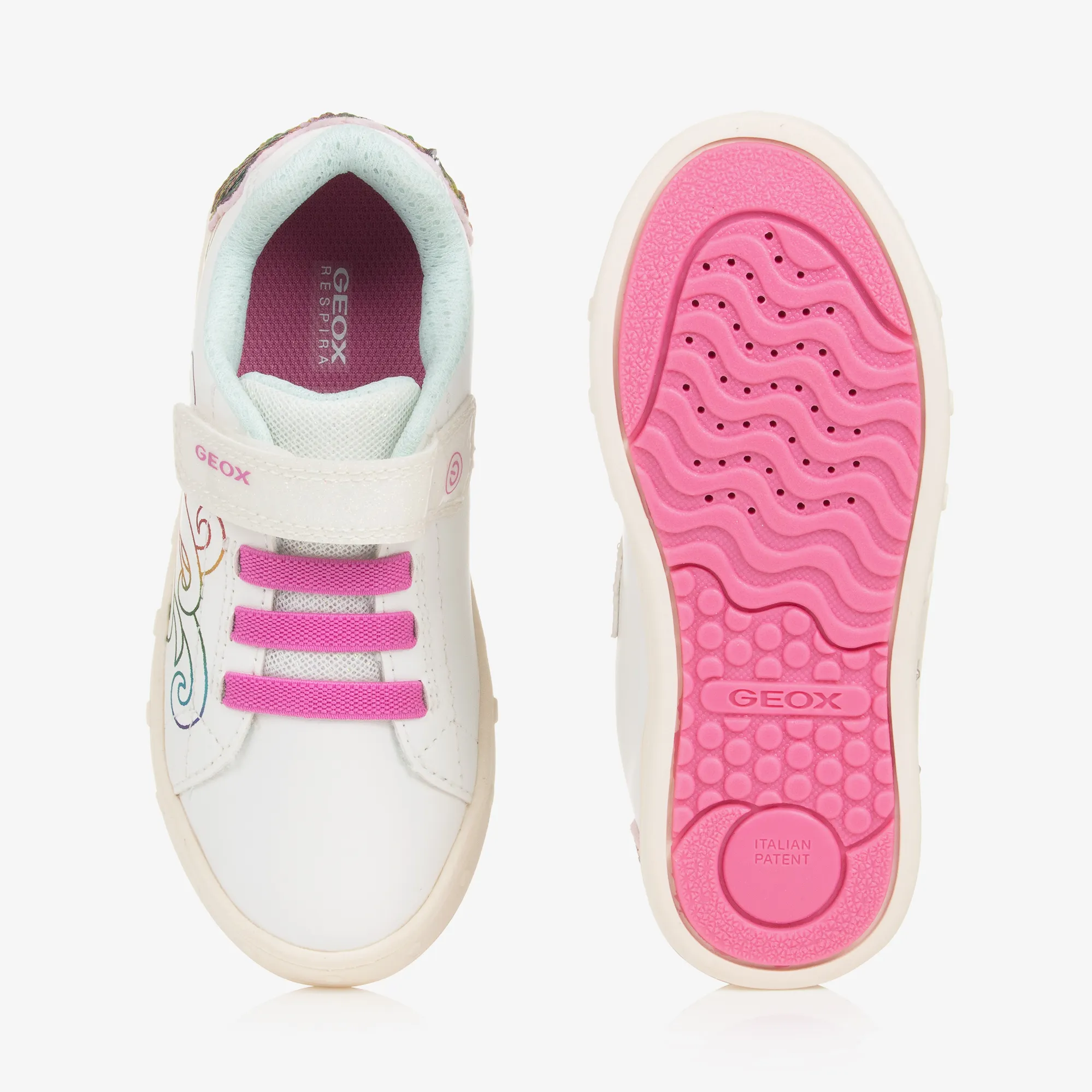 Girls White Light-Up Rainbow Trainers