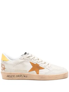 GOLDEN GOOSE Ball Star Leather Sneakers in White/Cathay Spice/Mimosa