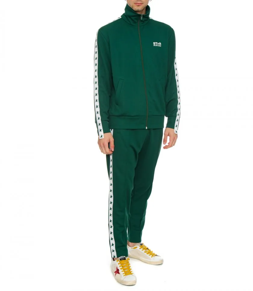 GOLDEN GOOSE MEN’S GREEN JOGGERS WITH STARS ON THE SIDES