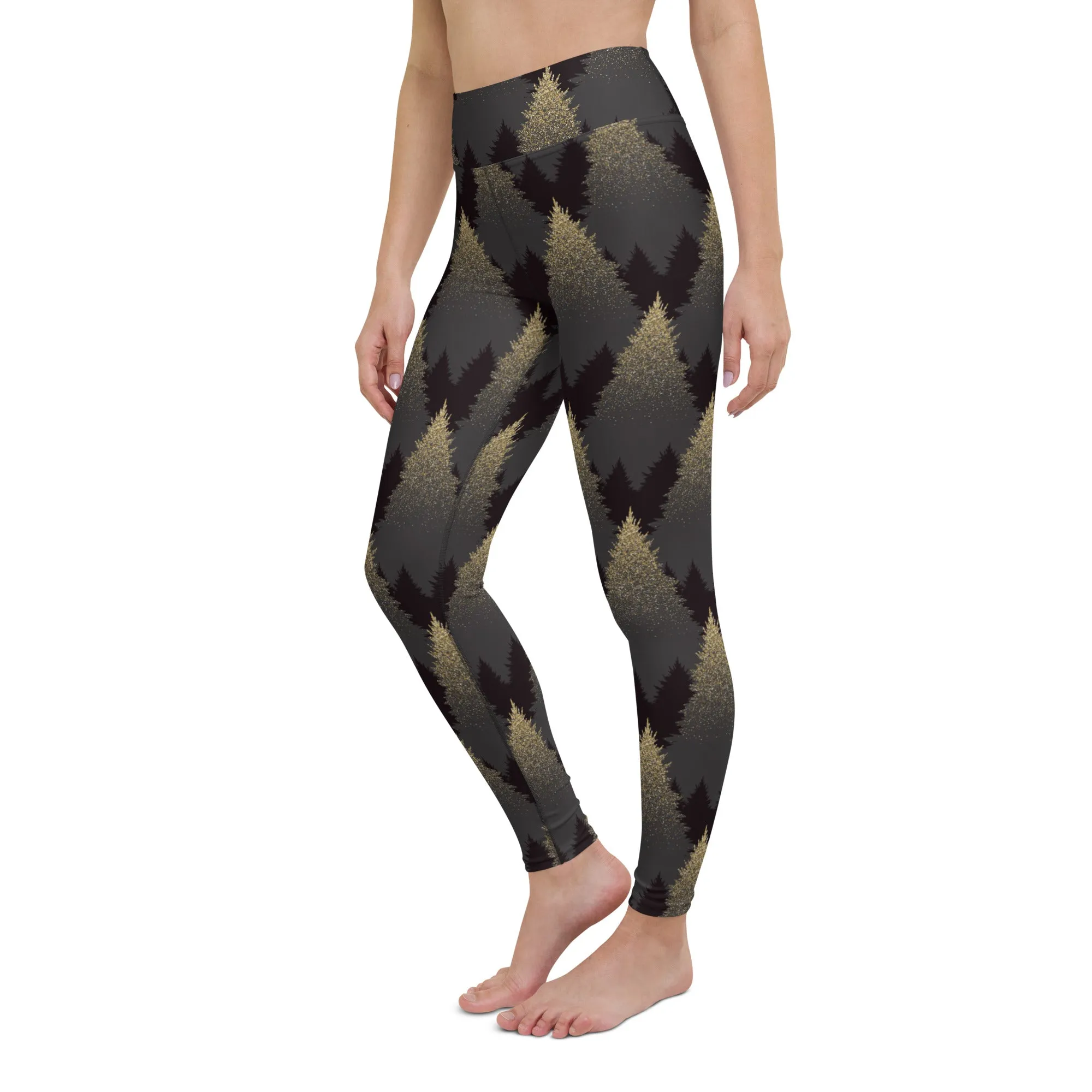 Golden Print Pines Yoga Leggings