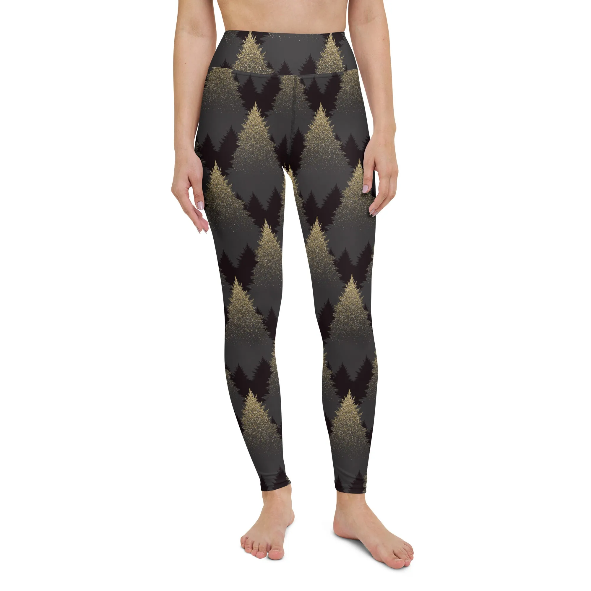 Golden Print Pines Yoga Leggings