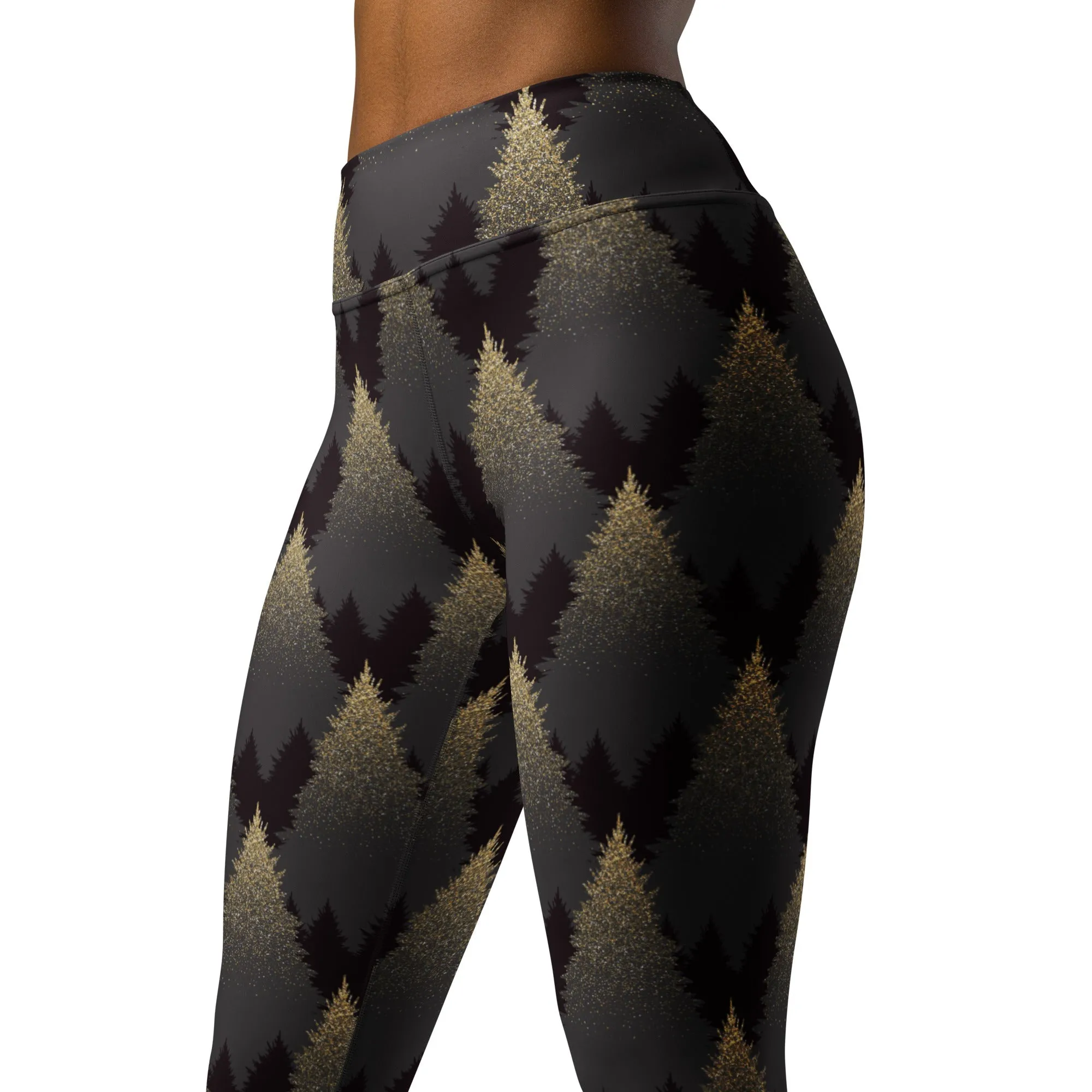 Golden Print Pines Yoga Leggings