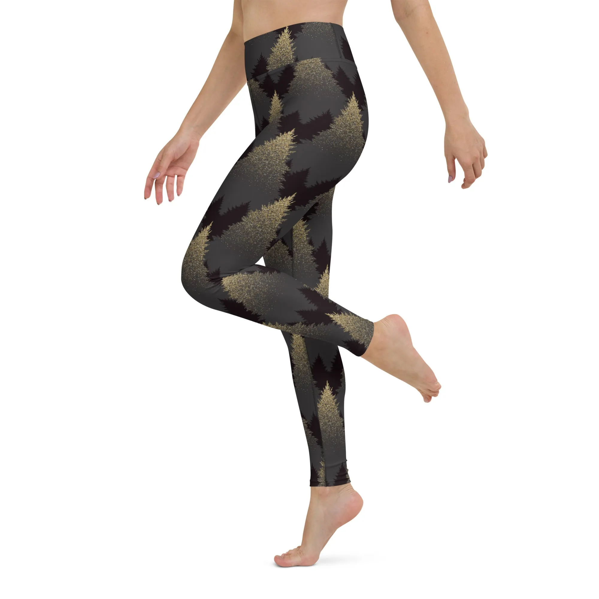 Golden Print Pines Yoga Leggings