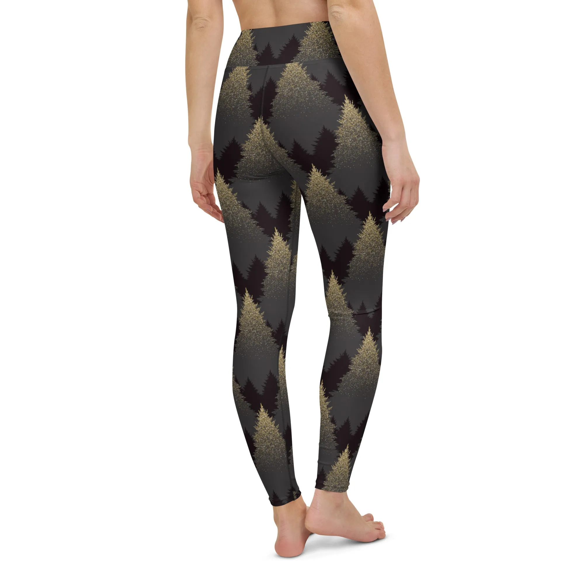 Golden Print Pines Yoga Leggings