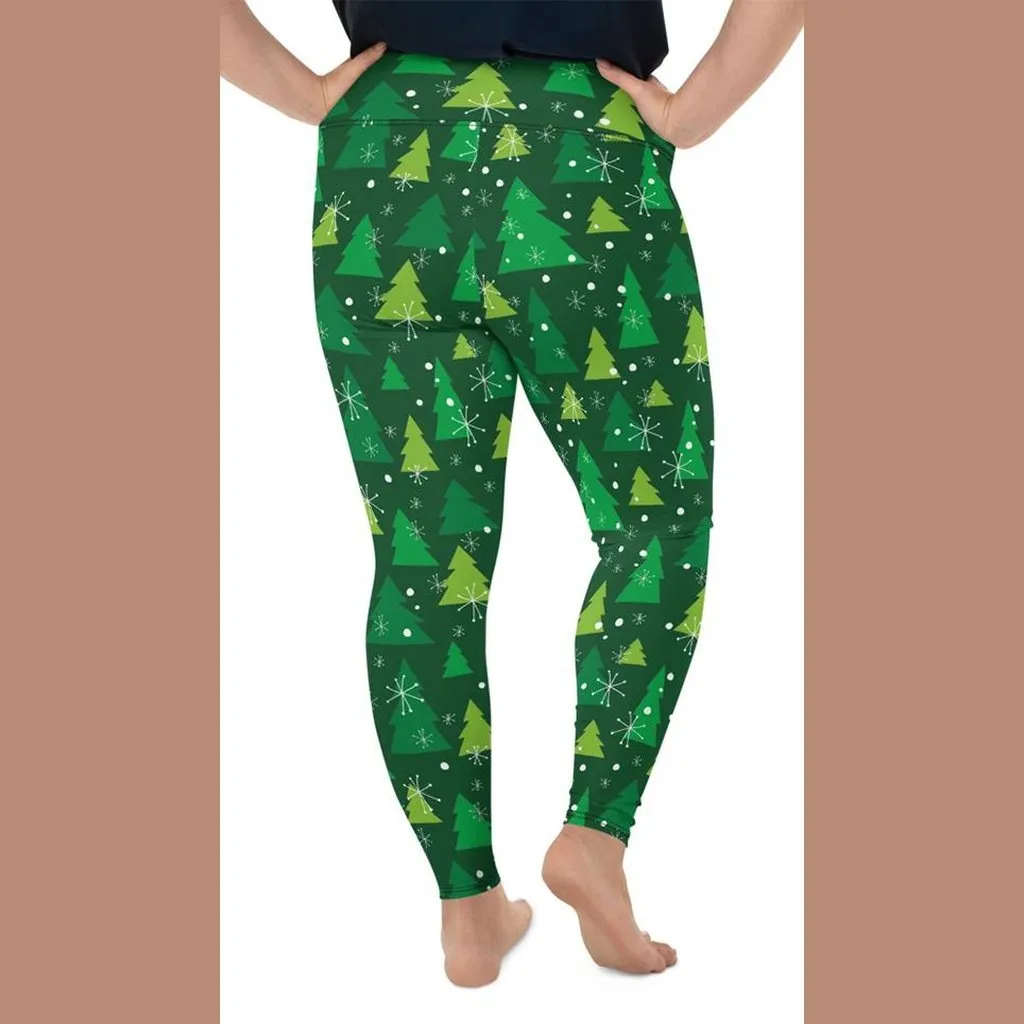 Green Forest Christmas Plus Size Leggings