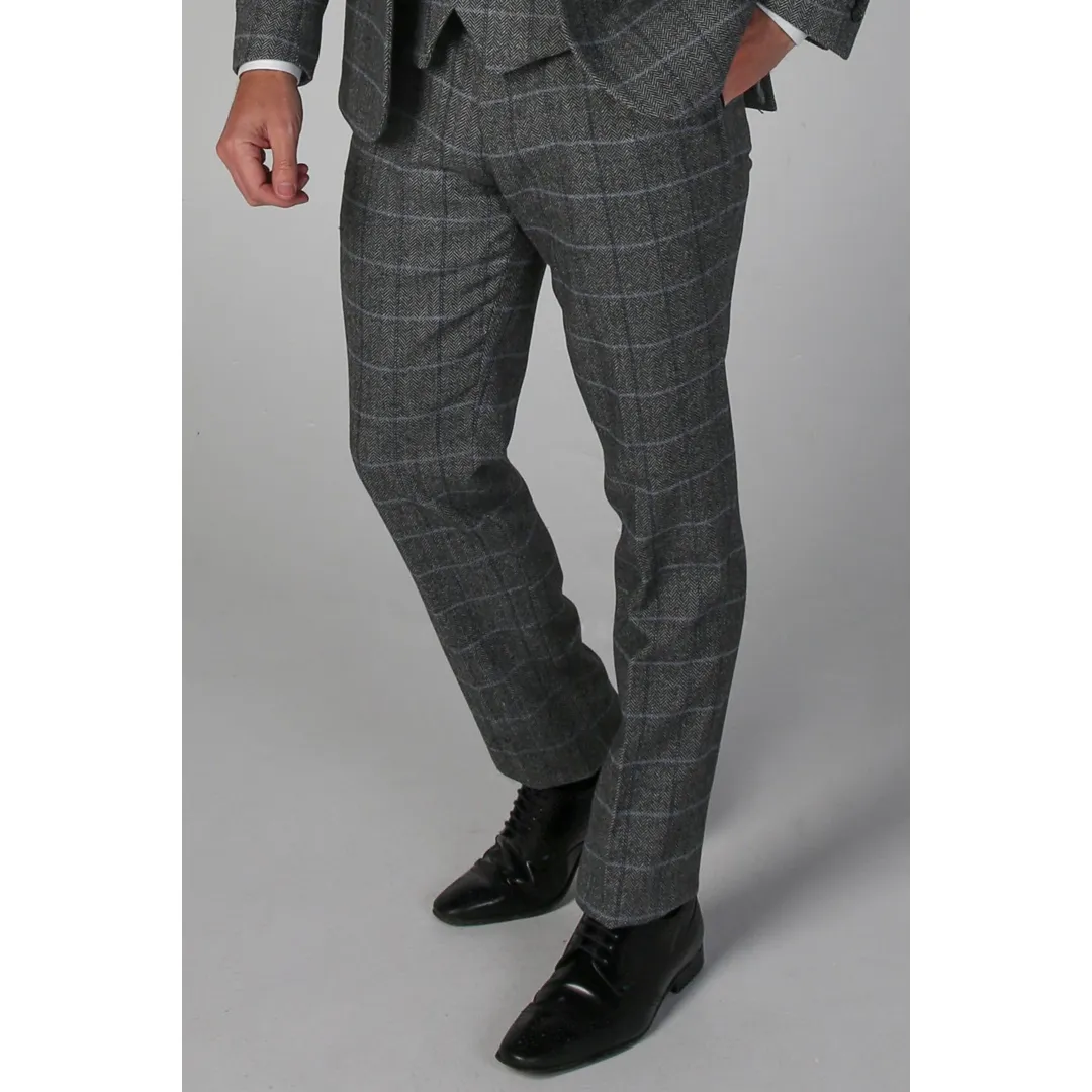 Harris - Men's Grey Tweed Trousers