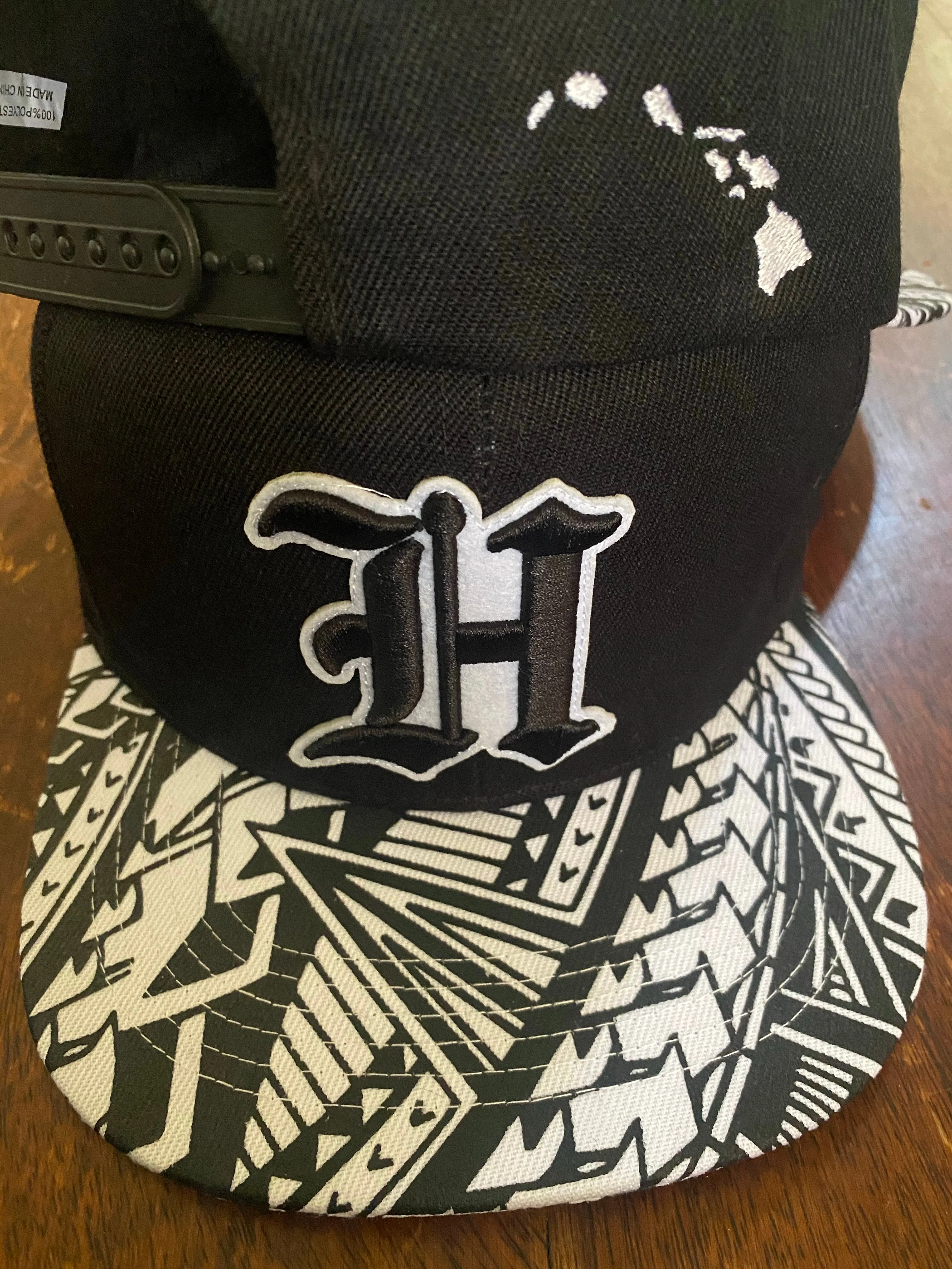 Hawaii H Black Tribal Brim LIMITED Hat