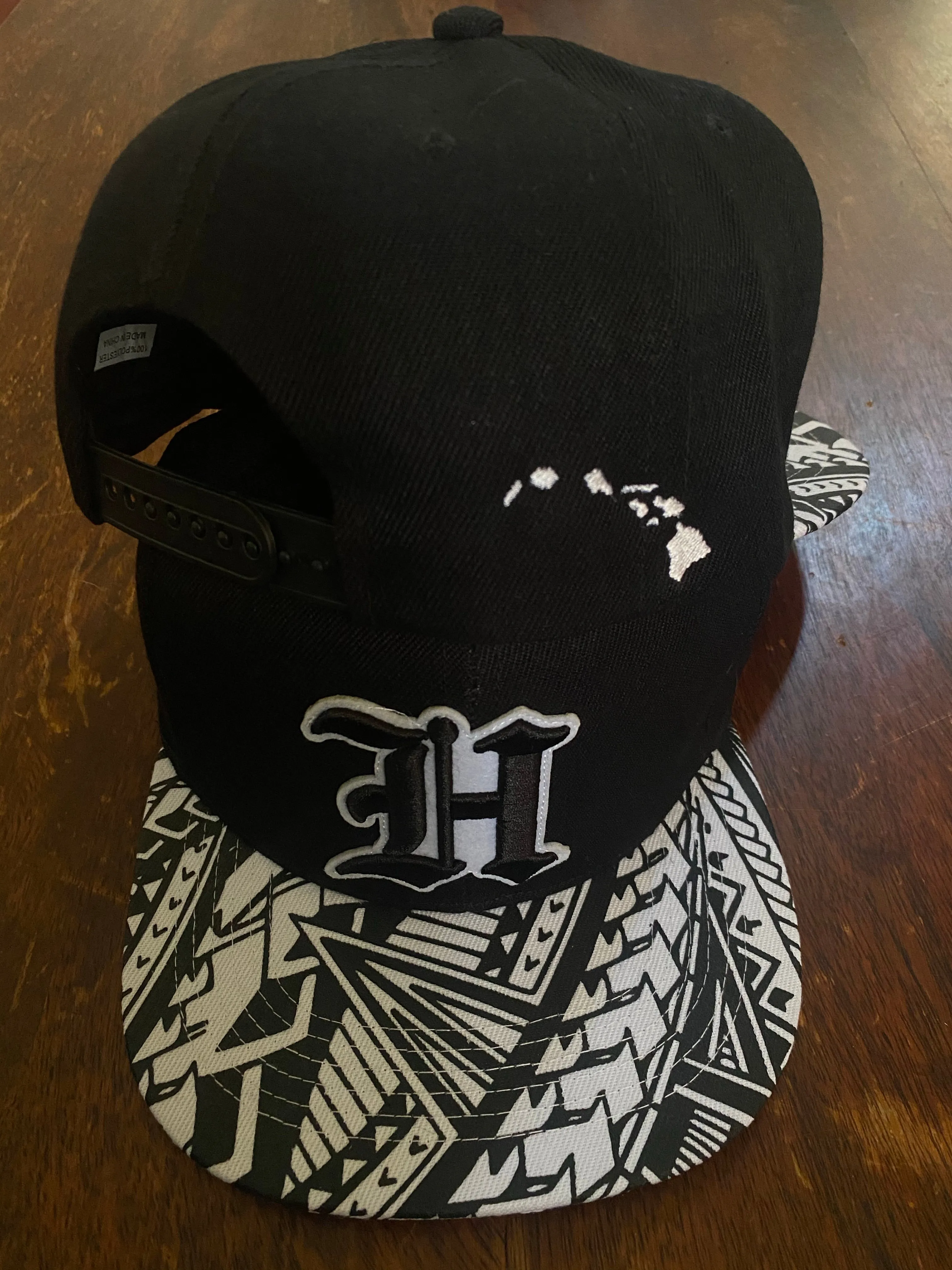 Hawaii H Black Tribal Brim LIMITED Hat