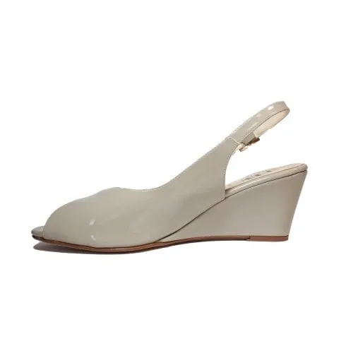 HB Italia Saffron | Beige Patent | Womens Sling Back Wedge Sandals