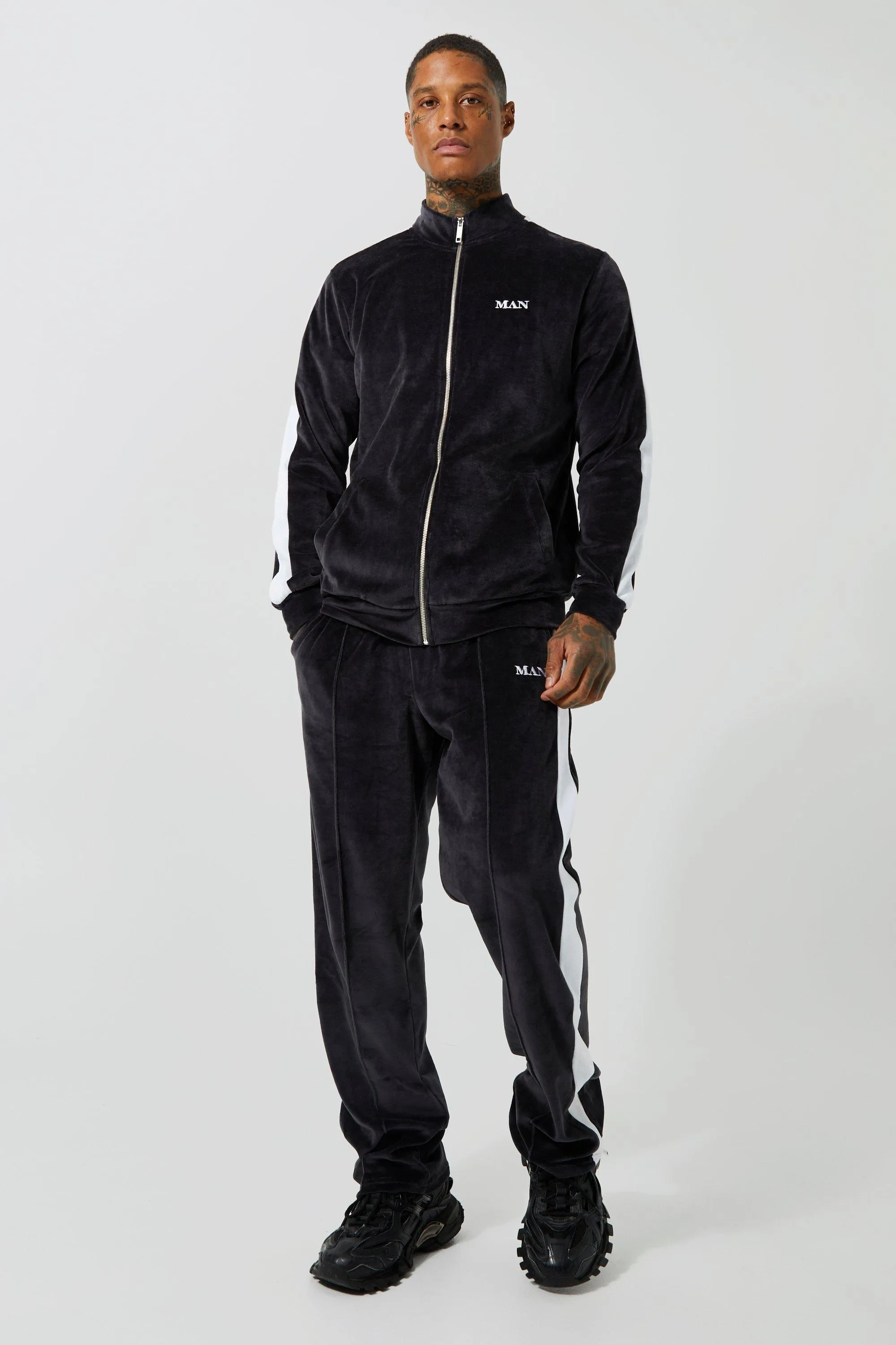 Heavyweight Velour Man Funnel Neck Tracksuit