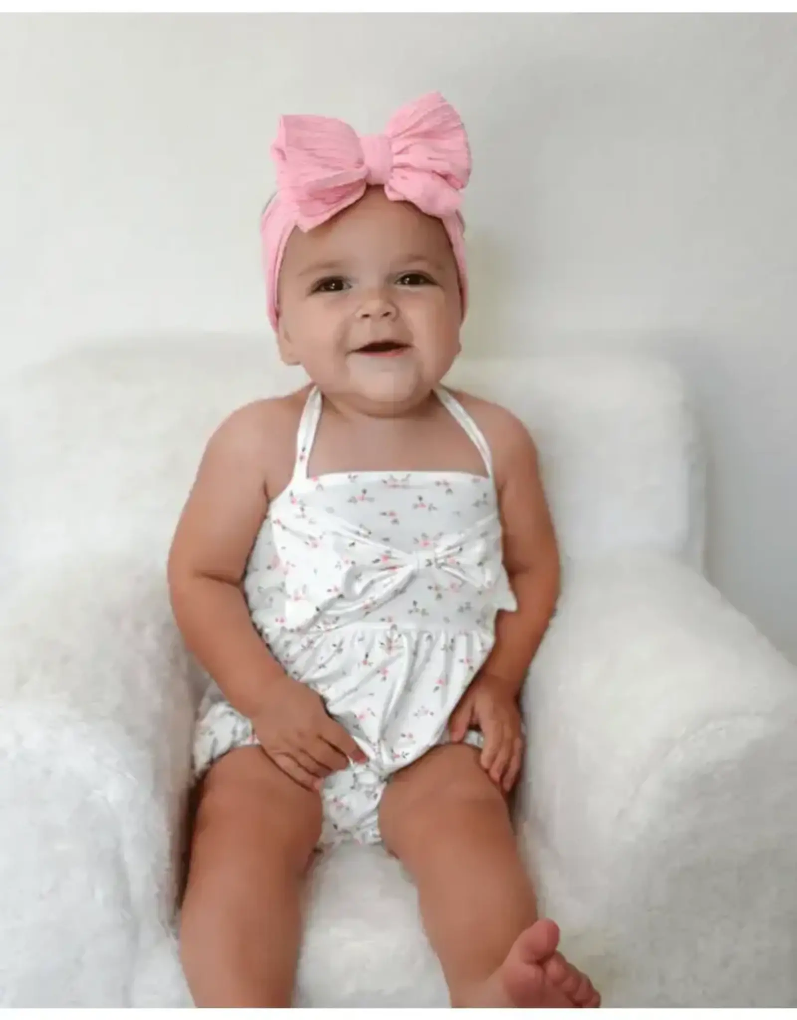   Infant Petite Floral Romper w/Bow