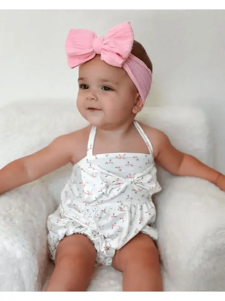   Infant Petite Floral Romper w/Bow