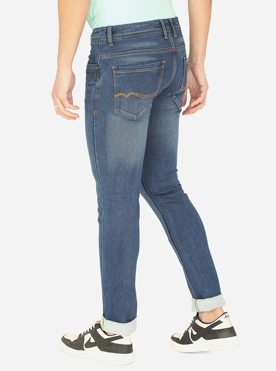 Ink Blue Washed Narrow Fit Jeans | Greenfibre