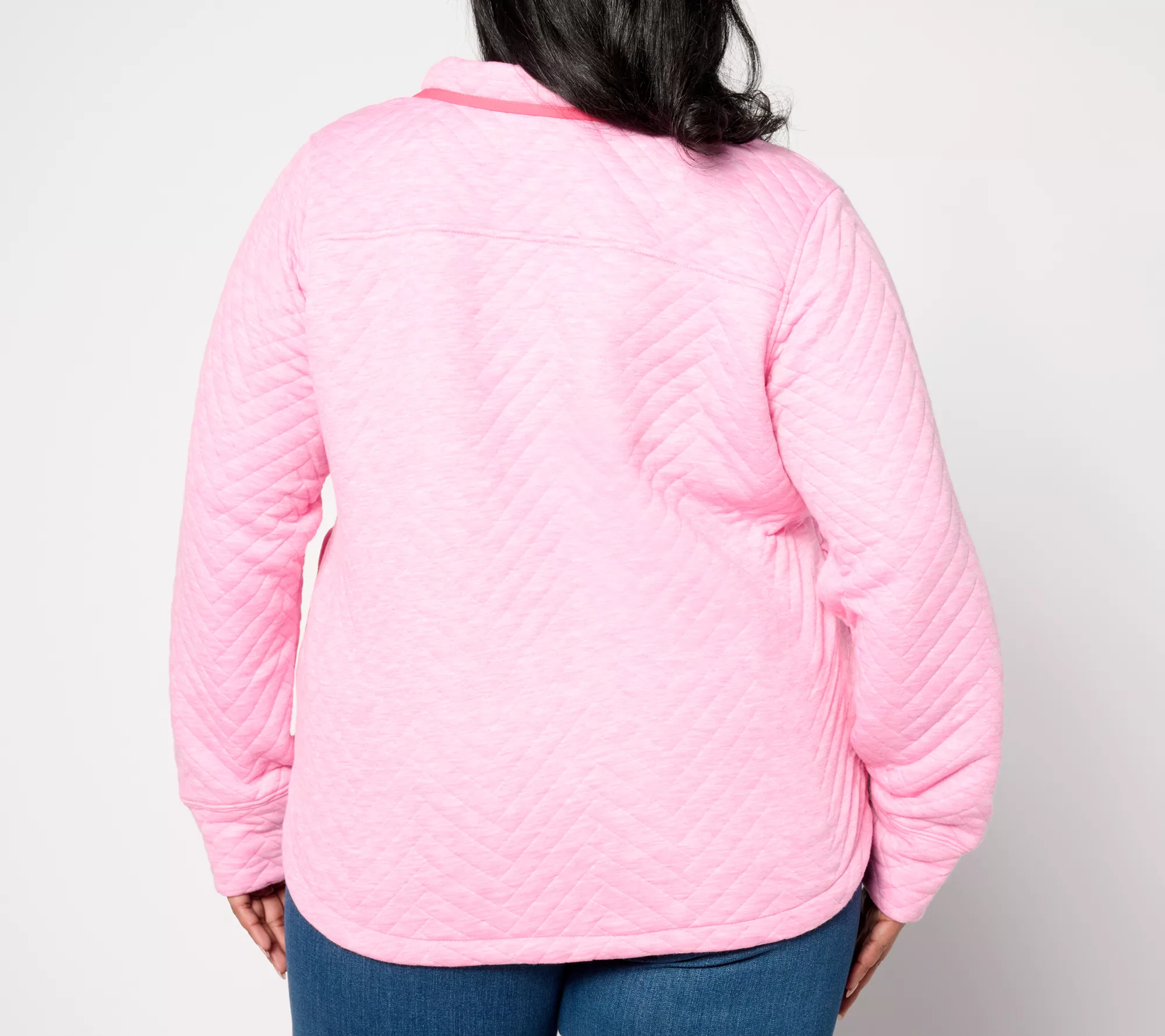 Isaac Mizrahi Live! Clubhouse Quilted Plush Knit Half Snap Pullover