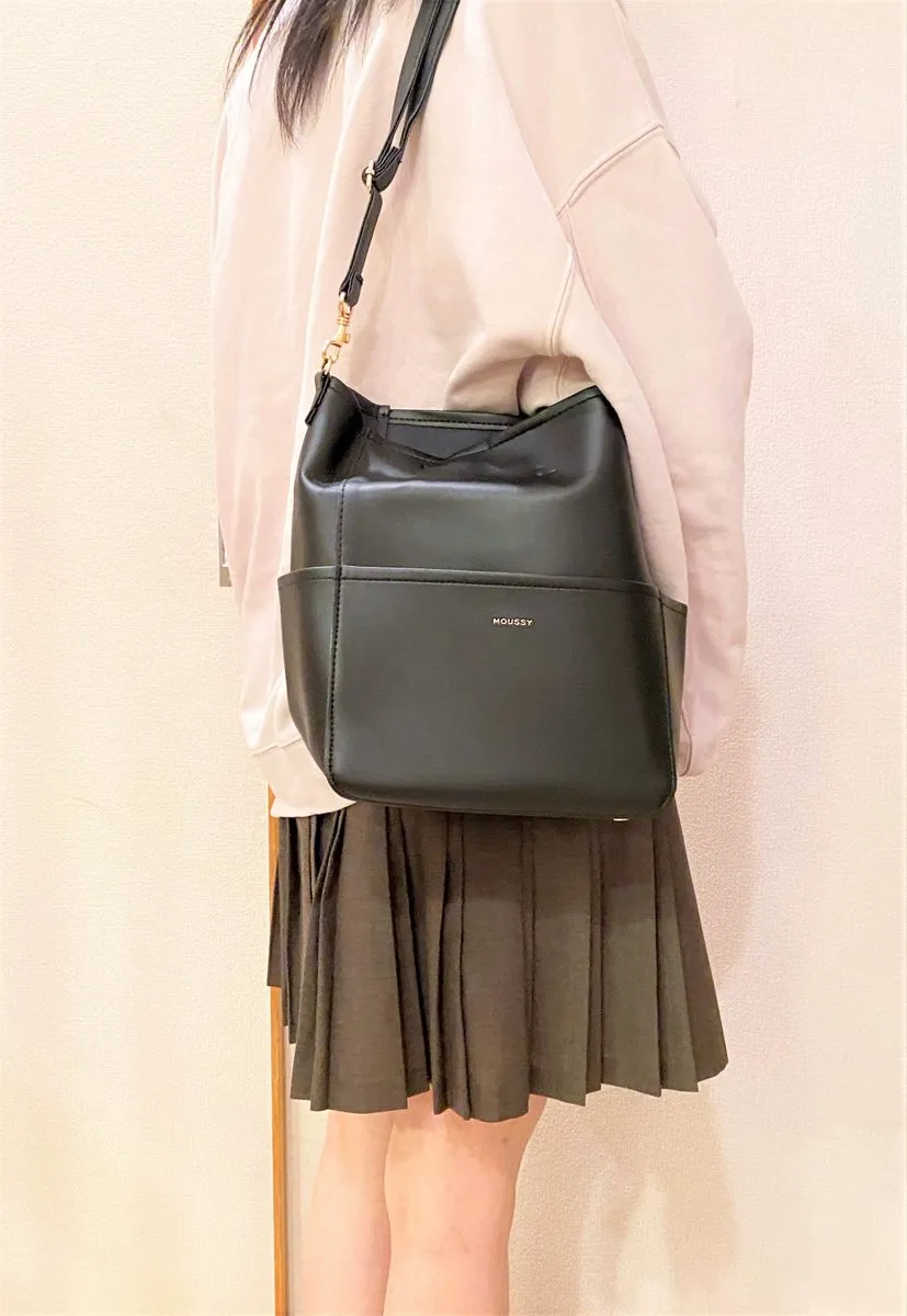 Japanese magazine gift Moussy imitation leather Black Shoulder Bag