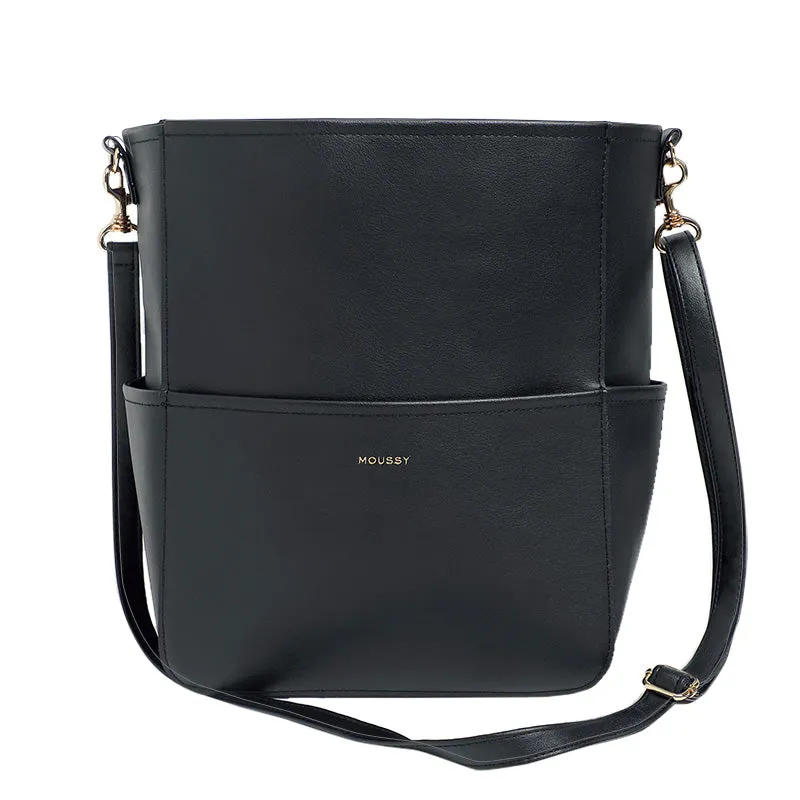 Japanese magazine gift Moussy imitation leather Black Shoulder Bag