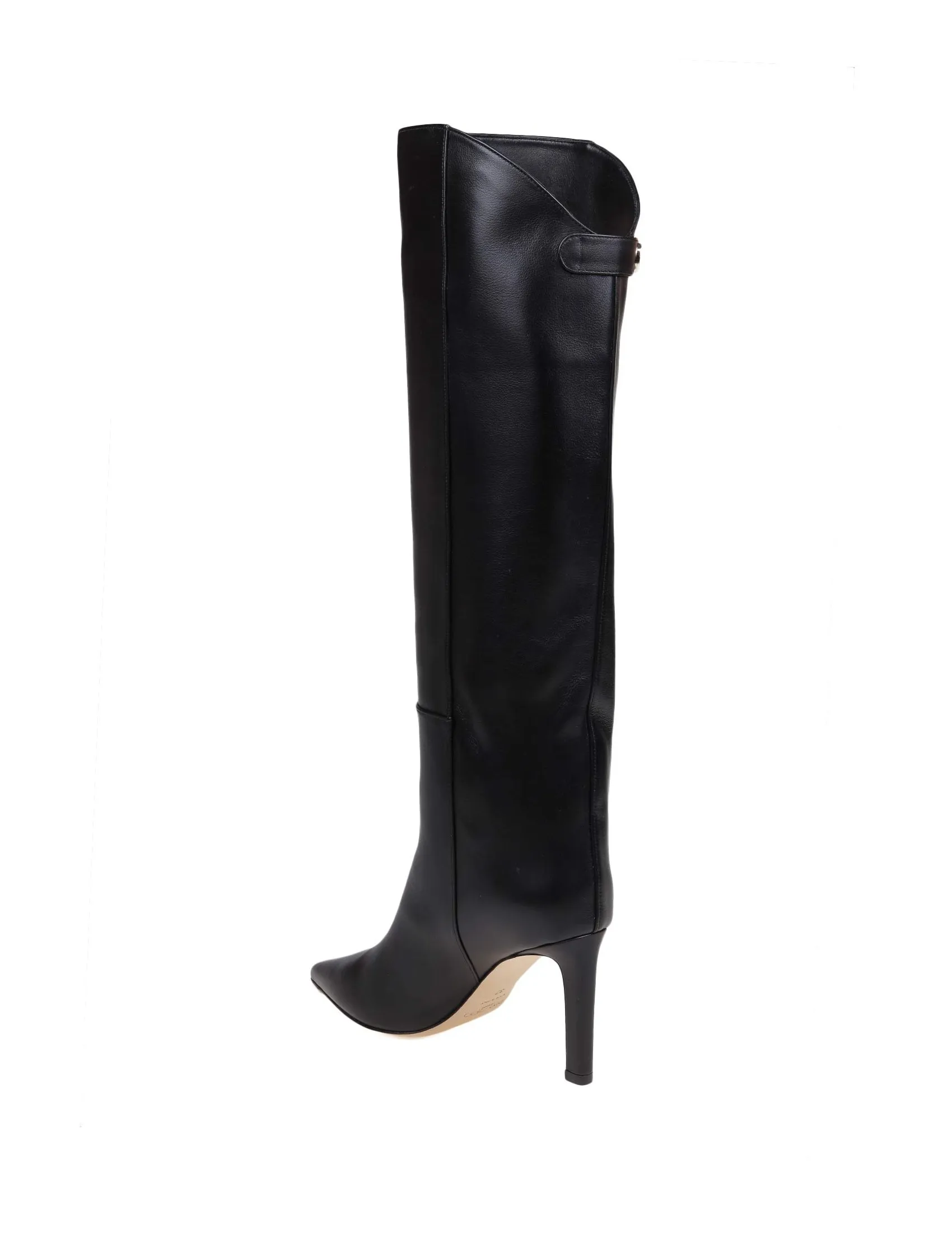 JIMMY CHOO ALIZZE KS 85 BOOT IN BLACK LEATHER