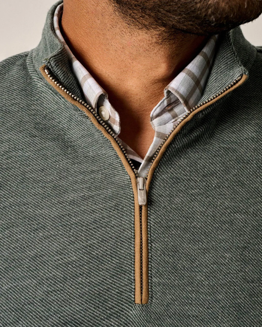 Johnnie-O Carlson Merino 1/4 Zip Pullover: Moss