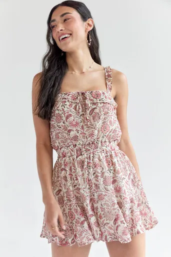 Jonie Square Neck Paisley Print Romper 