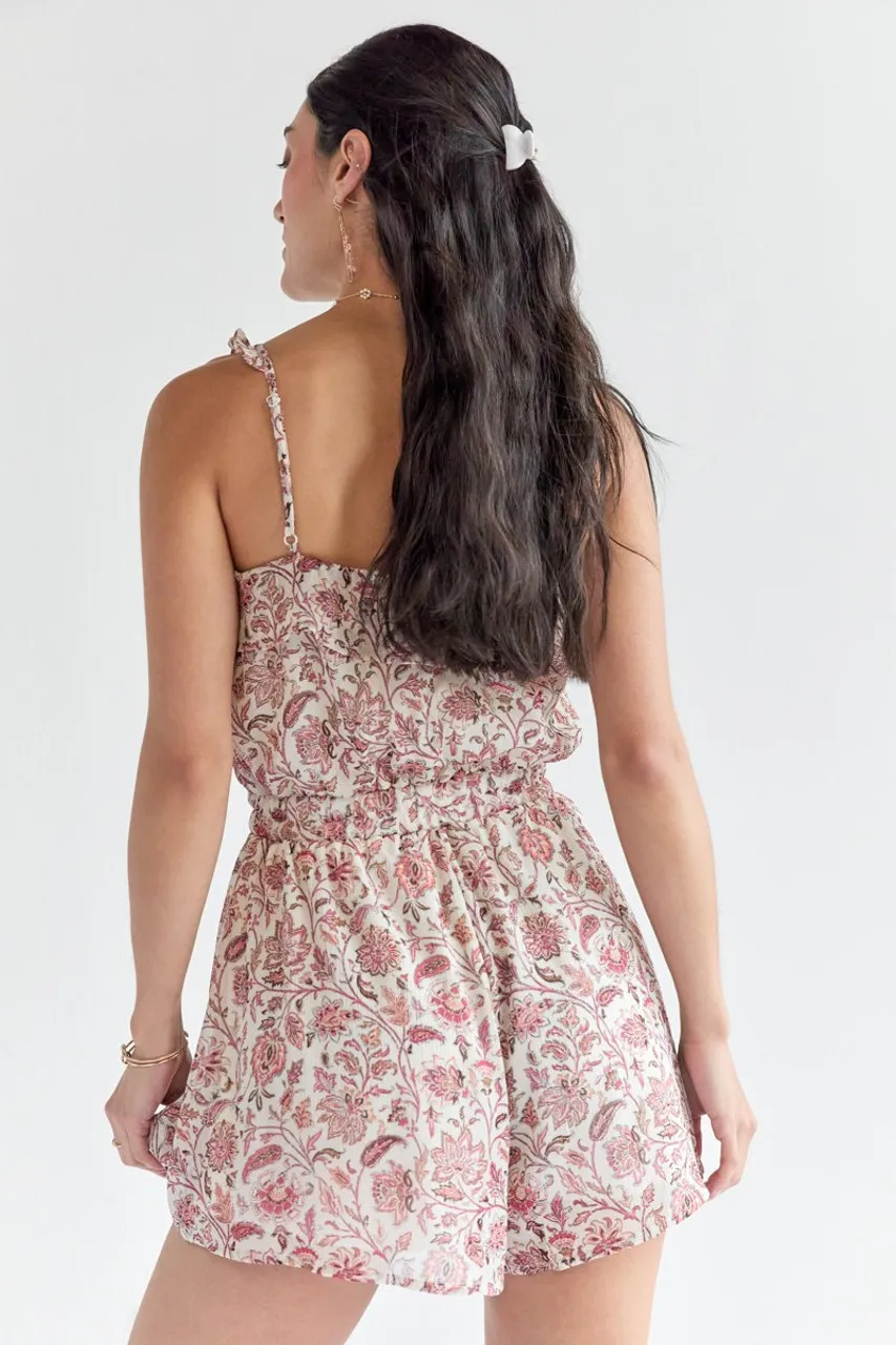 Jonie Square Neck Paisley Print Romper 