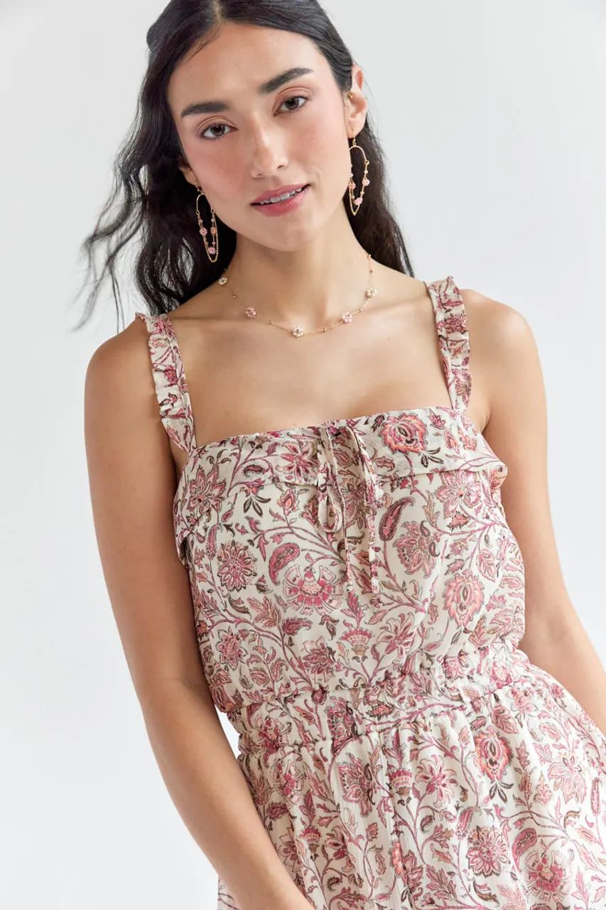 Jonie Square Neck Paisley Print Romper 